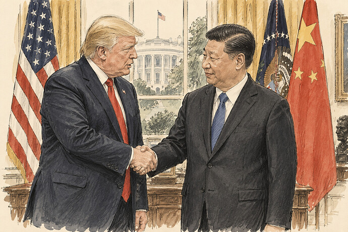 Donald Trump and Xi Jinping meeting at the White House