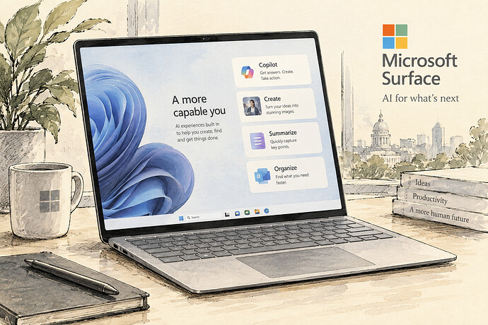 Microsoft Surface Laptop Ultra displaying AI features